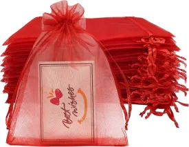 100PCS Red Organza Gift Bags 4X6 Inch Small Mesh Drawstring Gift Bag for Christmas Birthday Party Favor Pouches Jewelry Goodie Candy Candle Bag