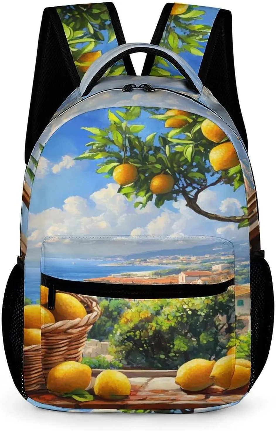 Amalfi Coast Lemon Tree Ltalian Backpack Adjustable Strap Daypack Lightweight Laptop Backpack Travel Business Bag for Women Men