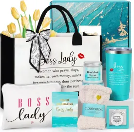 Boss Lady Gifts for Women, Best Boss Gifts for Women with Canvas Tote Bag, Funny Boss Christmas Gifts for Women, Cool Gifts for Bosses Female, Office Appreciation Gifts for Birthday Boss Day