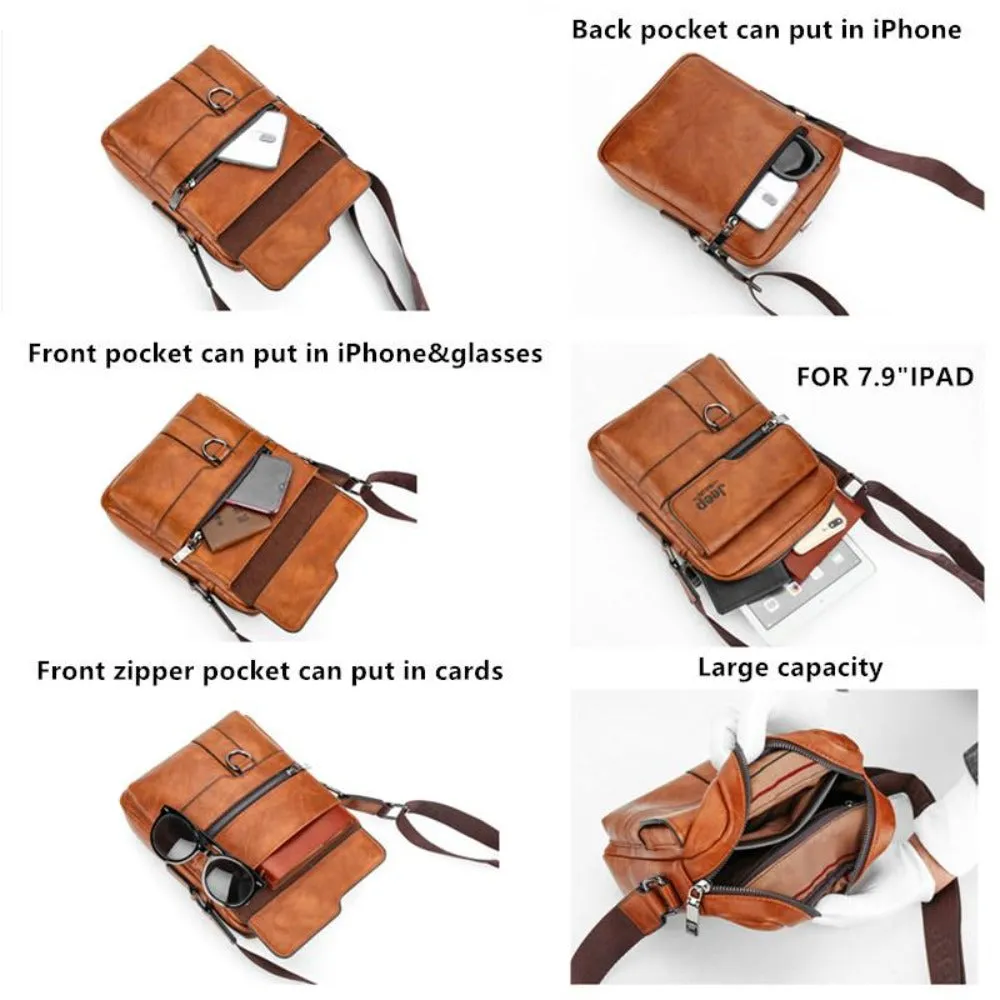 men's leather handbags shoulder work messenger travel handbag ✈️ free.shipping