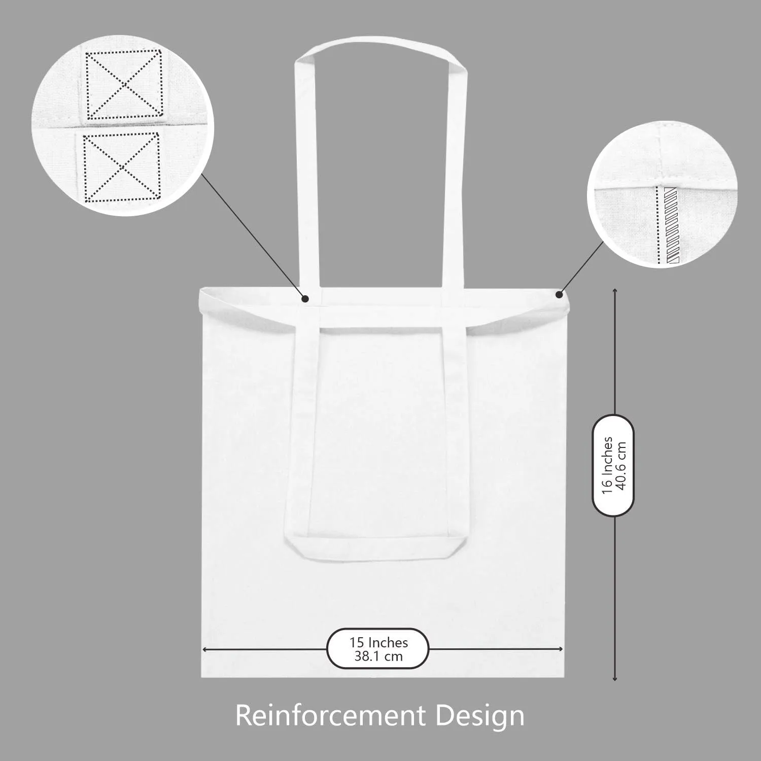 TOPDesign 12-Pack Economical 16"x15" White Cotton Tote Bag, Lightweight Medium Reusable Grocery Shopping Cloth Bags, Suitable for DIY, Advertising, Promotion, Gift, Activity
