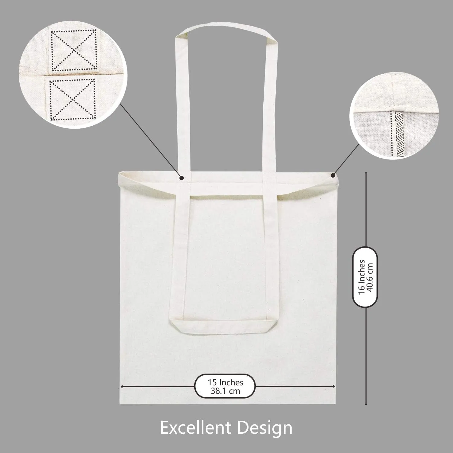 TOPDesign 48-Pack Economical 16"x15" Cotton Tote Bags, Lightweight Medium Reusable Grocery Shopping Cloth Bags, Suitable for DIY, Advertising, Promotion, Gift, Activity